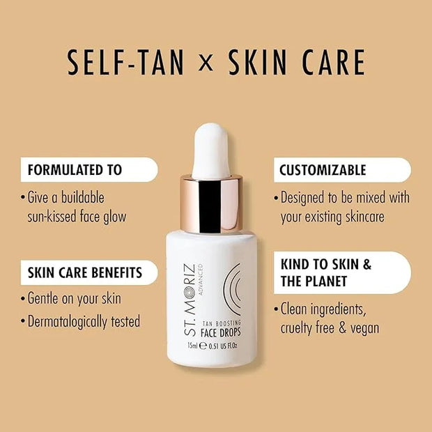 St. Moriz Advanced Self Tanning Drops for Face, Tan Boosting Face Drops (0.51 Fl Oz) - Self Tanner Bronzing Drops for Face...
