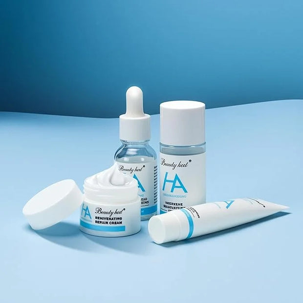 4-Piece Hydrating Skin Care Set Hyaluronic Acid Moisturizing Travel Kit – Facial Cleanser, Refreshing Toner, Nourishing Se...