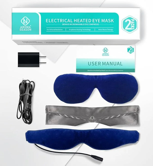 Aroma Season Electric Heated Eye Mask & Microwavable Heat Eye Compress with Flaxseed for Dry Eyes, SPA Warm Eye Mask, Reli...