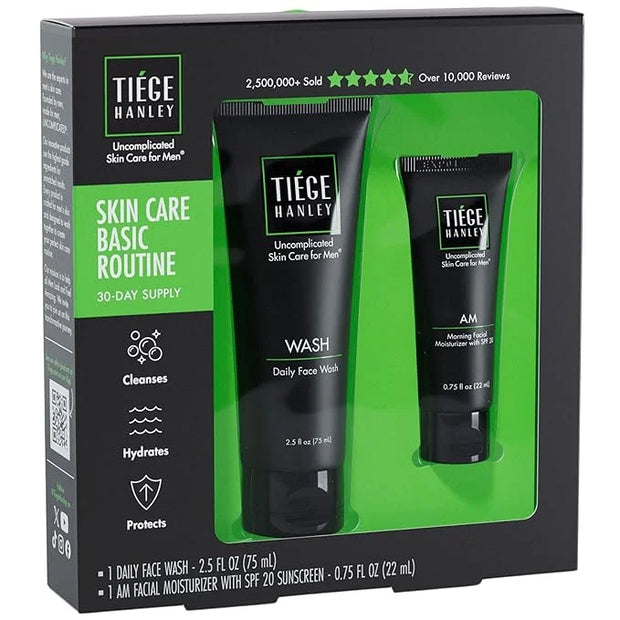 Tiege Hanley Men’s Basic Skin Care Set – Hydrating Face Wash & Daily Moisturizer with SPF 20 – Basic Facial Kit for Men – ...