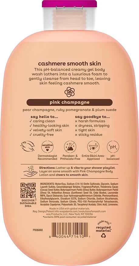 eos Shea Better Cashmere Body Wash, Pink Champagne, Moisturizing and Nourishing, pH Balanced Creamy Gel Formula, Paraben &...