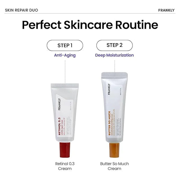 FRANKLY Skin Repair Duo: Retinol 0.3 Cream & Butter So Much Cream | Anti-Aging & Skin Turnover | Deep Moisturization | Veg...