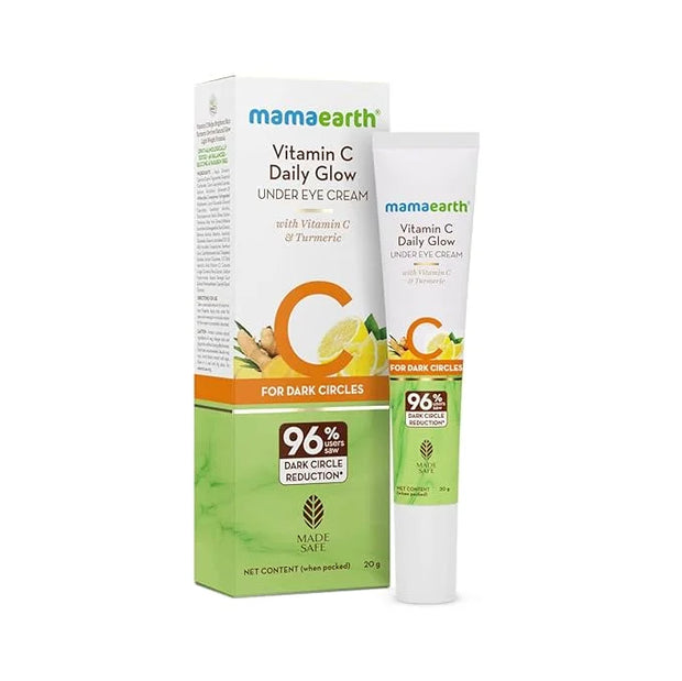 MAMAEARTH Vitamin C Daily Glow Under Eye Cream | Reduces Dark Circles, Puffiness, Bags & Wrinkles | Soothes Tired Eyes | F...