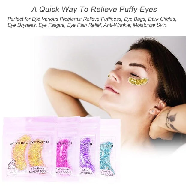 24K Gold Under Eye Patches Gel Eye Pad Hot Cold Eye Mask,Eye Masks Skincare for Removing Dark Circles and Puffiness,Reduce...