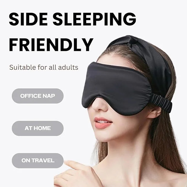 Silk Satin Sleeping Eye Mask, Black Sleep Eye Mask Night Blindfold for Women and Men, Soft Breathable Blackout Eyeshade Ey...