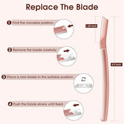 Dermaplane razor for women with 10 replaceable blades, dermaplaning tool for facial peach fuzz, eyebrows, exfoliation, and...