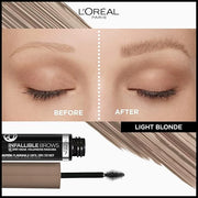 L'Oreal Paris Infallible Volumizing 24H Wear Brow Mascara, Long Lasting Eyebrow Makeup for 2X Fuller Eyebrows, 8.0 Light B...