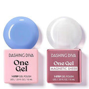 Dashing Diva One Gel Color & Magnetic Topper Duo - Birdie & Silver Glitter Topper - 3-in-1 Base Coat, Nail Color & Top Coa...