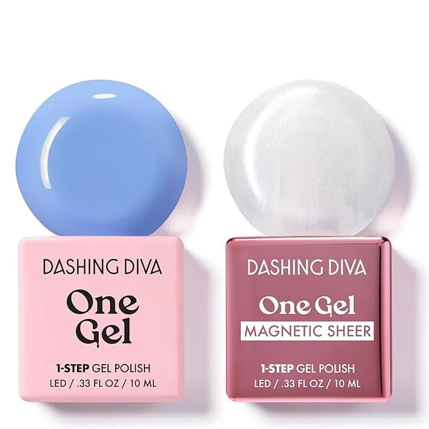Dashing Diva One Gel Color & Magnetic Topper Duo - Birdie & Silver Glitter Topper - 3-in-1 Base Coat, Nail Color & Top Coa...