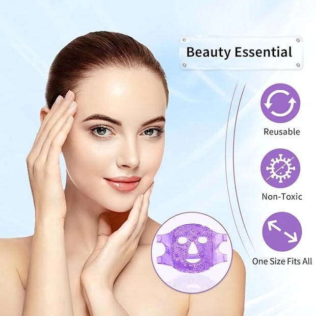 Cold Face Eye Masks Ice Face Mask Hot Cold Compress For Dark Circles, Puffiness, Migraines, Headache, Stress, Redness, Coo...