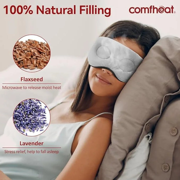 Warm Compress for Eyes, Lavender Moist Heat Eye Mask for Stye Puffy Eye Hot Compress, Flaxseed Microwave 3D Contour Heated...