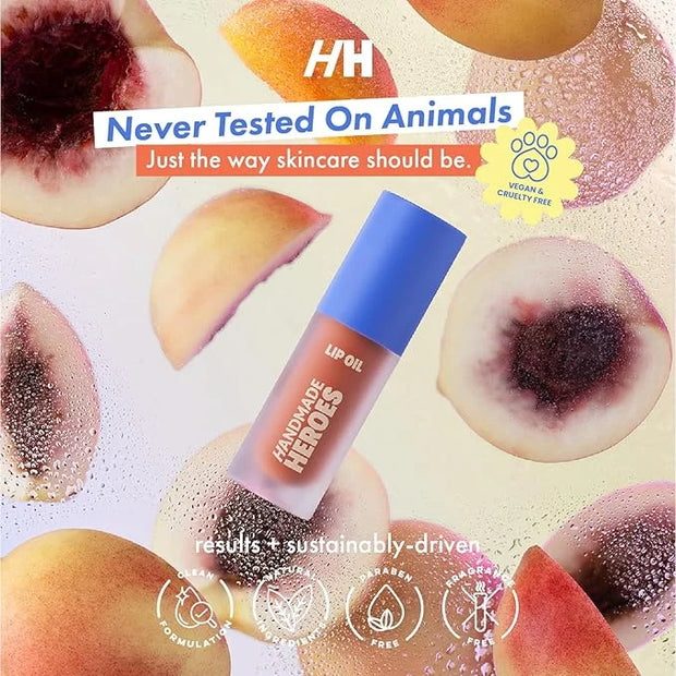 Handmade Heroes 100% Natural Vegan Lip Oil with Squalane Non-Sticky Lip Gloss Moisturizing, Shiny, Nourishing Korean Lip G...