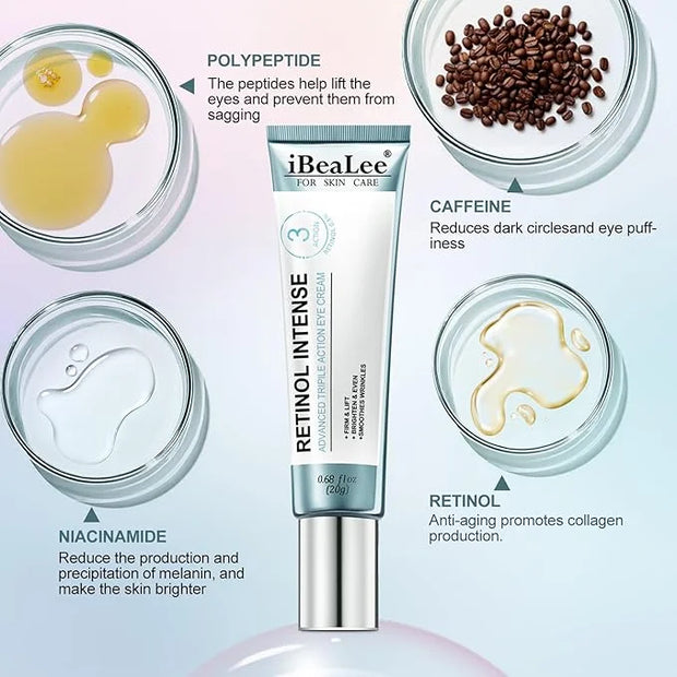Retinol Eye Cream for Dark Circles & Wrinkles–Brighten & Smooth– Anti-Aging Under Eye Treatment with Retinol & Hyaluronic ...