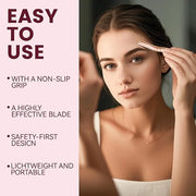 Eyebrow Razor-Face Razors for Women-Dermaplaning Tool for Face Exfoliation & Peach Fuzz with 12 Refill Blades-Facial Derma...