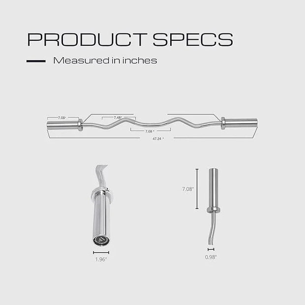 HulkFit 48 Inch EZ Curl Bar Barbell 2 Inch - Product Image