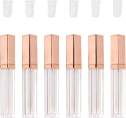 Mini Skater 6pcs 5ML Clear Empty Lip Gloss Tubes With Wand Reusable Refillable Travel Dispenser Bottle Vial With Rubber St...