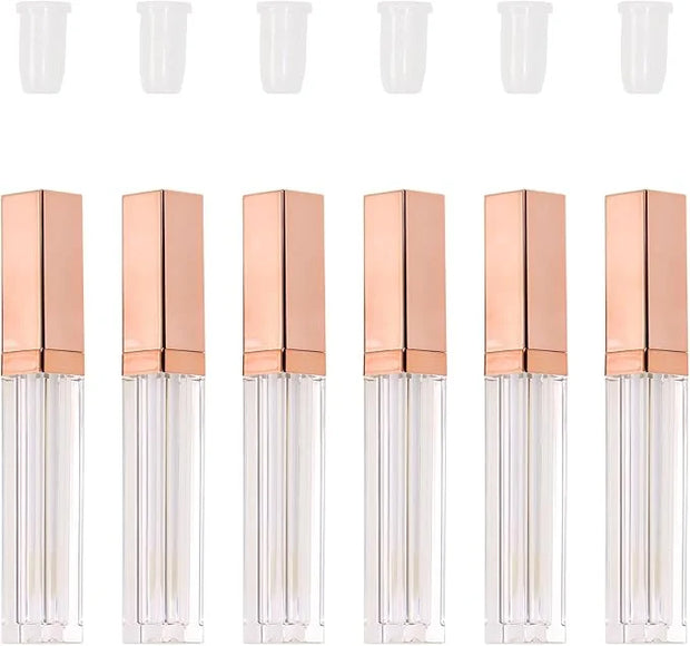 Mini Skater 6pcs 5ML Clear Empty Lip Gloss Tubes With Wand Reusable Refillable Travel Dispenser Bottle Vial With Rubber St...