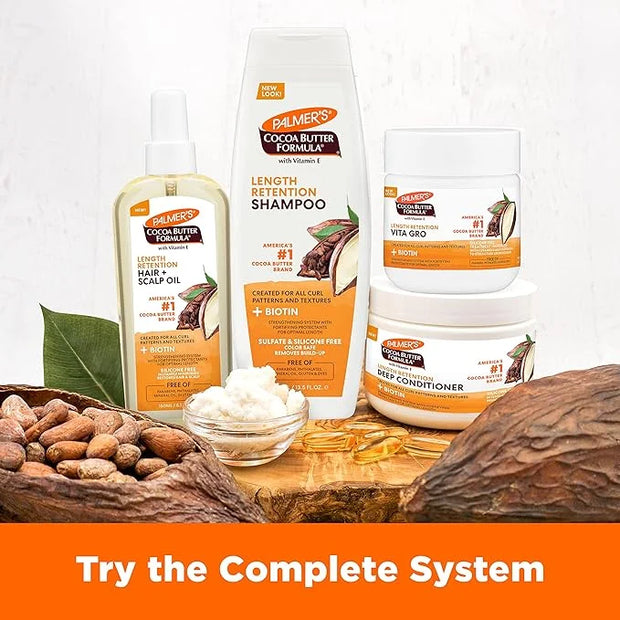 Palmer's Cocoa Butter & Biotin Length Retention Deep Conditioner, Strengthen, Nourish and Restore Elasticity and Shine, Su...