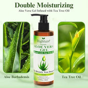 Organic Aloe Vera Gel with Tea Tree Oil for Face & Body, Freshly-cut Aloe Vera Gel Ideal for Skin, Scalp, & Hair Hydration...