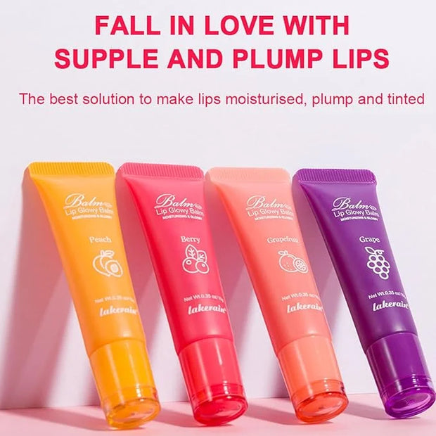 Lip Glowy Balm,4 Pack Fruit Glowy Lips