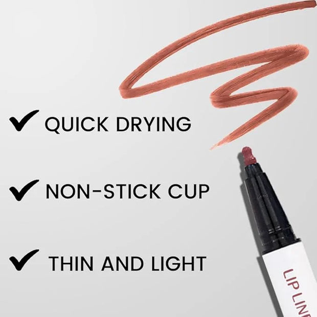 2Pcs Longwear Liquid Lip Liner Stain Marker Pen Set Long Lasting Waterproof, Mocha Nude Brown Matte Semi Permanent 24 Hour...