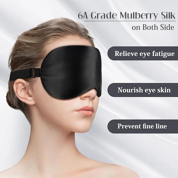LULUSILK Silk Sleep Mask and Silk Sleep Cap Set, BlackLULUSILK Silk Eye Sleep Mask and Silk Hair Bonnet Set Silk Eye Mask ...