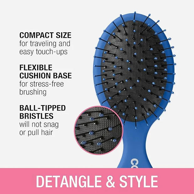 Conair Detangling 3PK mini hair brush - use wet or dry - ideal for curly or straight styles - detangler hairbrush - hairbr...