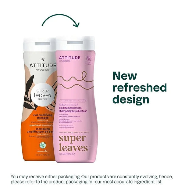 ATTITUDE Amplifying Shampoo for Curly Hair with Coconut Oil, EWG Verified, Vegan and Naturally Derived Ingredients, 2a, 2b...