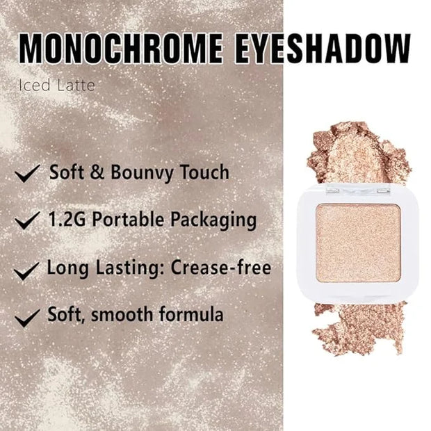 Kaely Pressed Single Eyeshadow Makeup, Light Nude Brown Shimmer Highly Pigmented Monochrome Eye Shadow Palette, Waterproof...