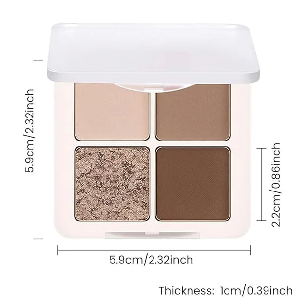 4 Colors Matte Shimmer Eyeshadow Makeup Palette,Champagne Nude Light Dark Brown Highly Pigmented Natural Neutral Eye Shado...