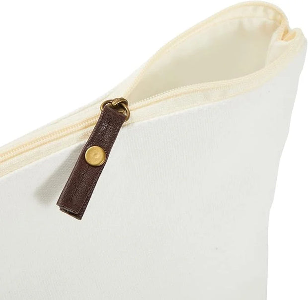 Juvale 6 Pack Canvas Makeup Bags with Zipper - 11.75 x 5.5 In White Cotton Canvas Makeup Bag Set for Toiletries and DIY Cr...