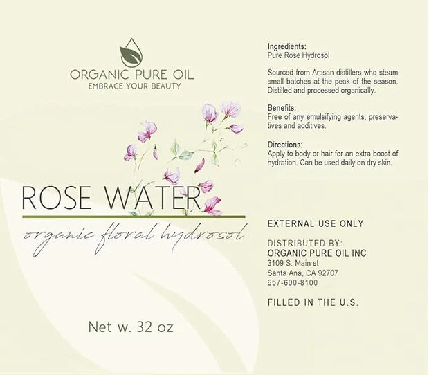 32 oz Rose Hydrosol Water – 100% Pure Rosewater Spray Mist Bulk – Hydrating Face Toner Rose Water for Skin and Hair Linen ...