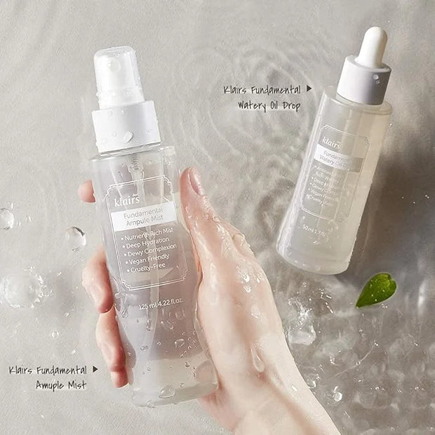 [Dear,Klairs] 2 Step Fundamental Care Set, Ampoule-Like Mist & Water-Based Drop, for Hydration, moisturizing Skincare - Pr...
