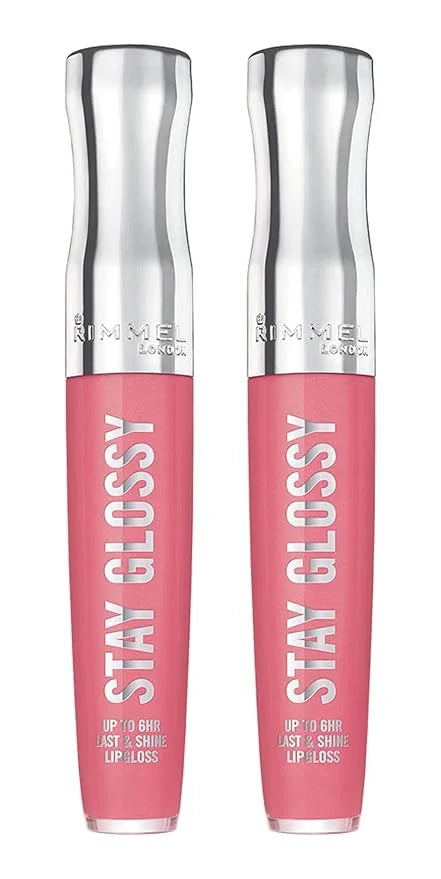 Rimmel Stay Glossy 6HR Lip Gloss, Claridge's Ruby, 0.18 Fl Oz (Pack of 2) - Product Image