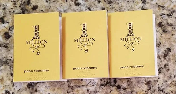 3 Paco Rabanne 1 One Million Men EDT .05 Oz/1.5 Ml Each Spray Sample Vial - Product Image