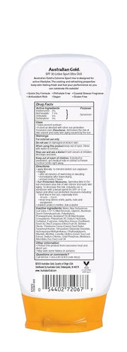 Australian Gold Extreme Sport Sunscreen Lotion SPF 30, 8 Ounce | Broad Spectrum | Sweat & Water Resistant | Non-Greasy | O...