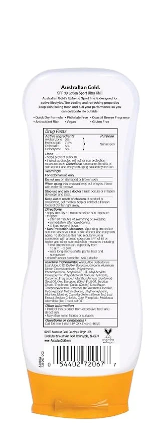 Australian Gold Extreme Sport Sunscreen Lotion SPF 30, 8 Ounce | Broad Spectrum | Sweat & Water Resistant | Non-Greasy | O...