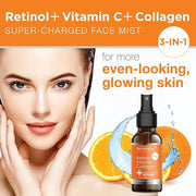 3 in 1 Super-Charged Anti-Aging Face Mist w/Retinol, Vitamin C + Collagen | Hydrates, Refreshes & Brightens for a More Glo...