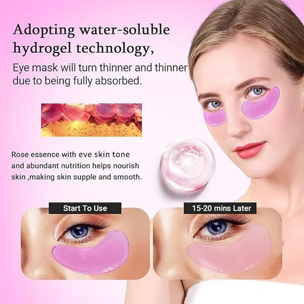 Under Eye Patchs Rose Eye Mask for Dark Circles and Puffiness Wrinkle Eye Bags 30 Pairs - Product Image