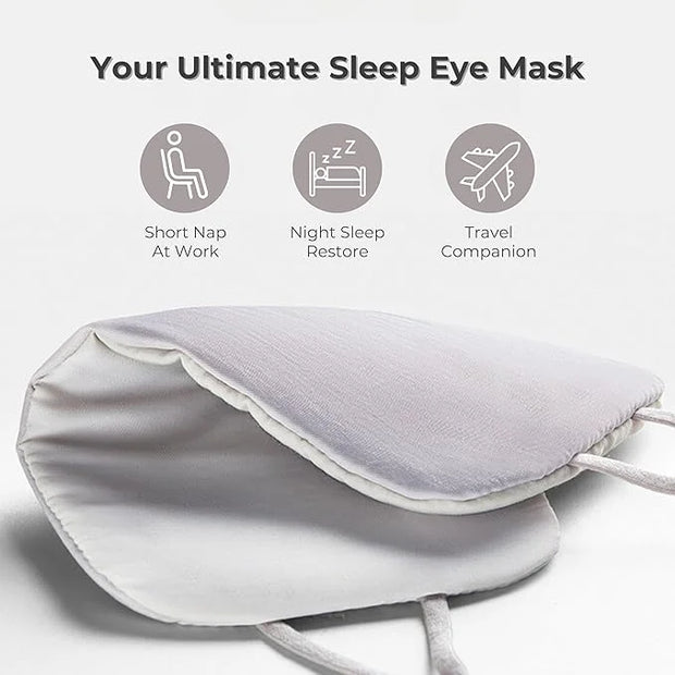7C Soft Sleep Mask - Eye Mask - Hyaluronic Acid Anti-Aging Under Eye Cover with Adjustable Ear Elastic Straps for Full Nig...