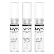 NYX PROFESSIONAL MAKEUP Butter Gloss, Non-Sticky Lip Gloss - Sugar Glass (Clear), Pack Of 3 - Product Image