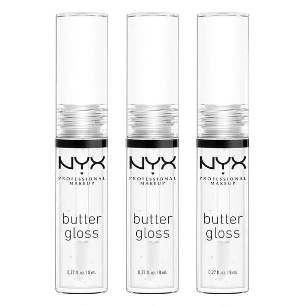NYX PROFESSIONAL MAKEUP Butter Gloss, Non-Sticky Lip Gloss - Sugar Glass (Clear), Pack Of 3 - Product Image