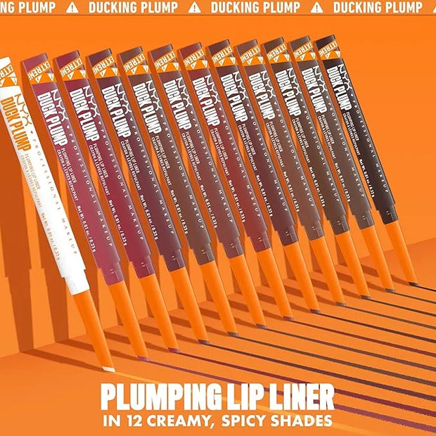 NYX PROFESSIONAL MAKEUP Duck Plump Plumping Lip Liner, Matte Pencil With Up To 10HR Wear, Double Dose (Dark Brown Lip Line...