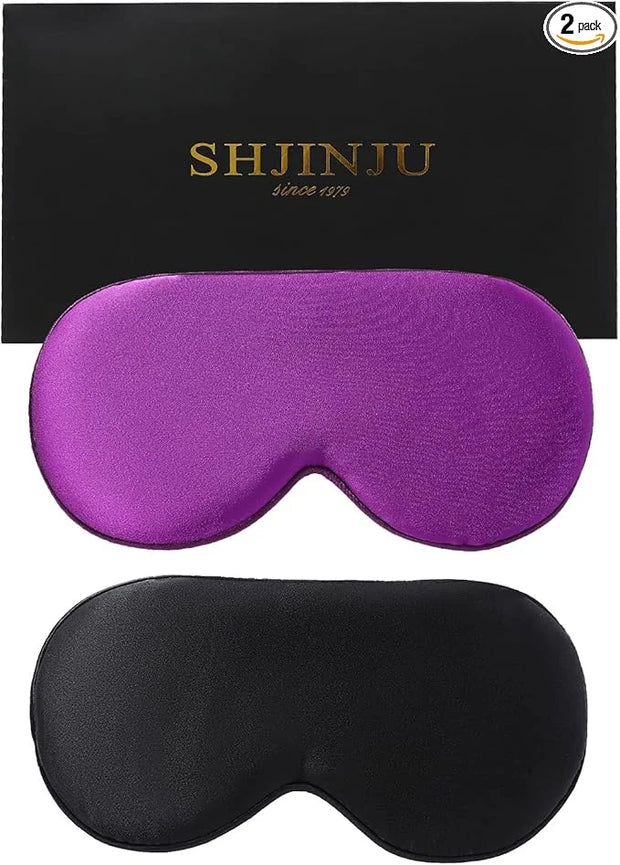 2-Pack 100% Real Natural Silk Eye Mask, Silk Sleeping Mask, Shade Puffy Eye Gift with Adjustable Straps, Sleep Eye Mask, S...
