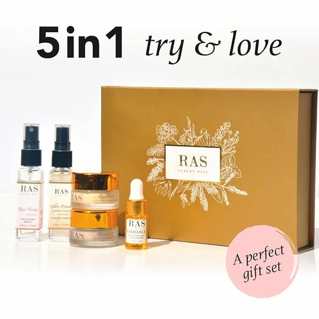 Quick Glow Kit, Hydrating Essence Toner, Exfoliating Face Cleanser, 24K Gold Face Elixir, Face Gel Serum, Face & Body Tone...