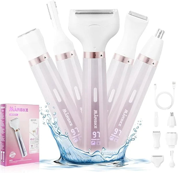 Electric Razors Shavers for Women, Bikini Trimmer 5 in 1 Lady Electric Shaver Razor Wet/Dry Face Razors for Face Nose Eyeb...