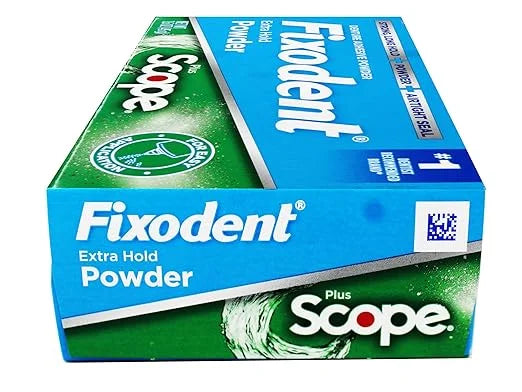 Fixodent Denture Adhesive Powder, Extra Strong, Plus Scope, Strong, Long Hold Powder, Airtight Seal, 1.6 OZ, Pack of 3 - P...