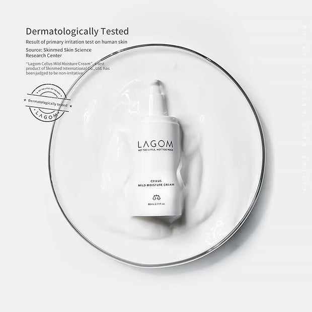 LAGOM Cellus Mild Moisture Cream with D-panthenol, Natural Moisturizer, Hypoallergenic, Fragrance-Free, Refreshing Herbal ...