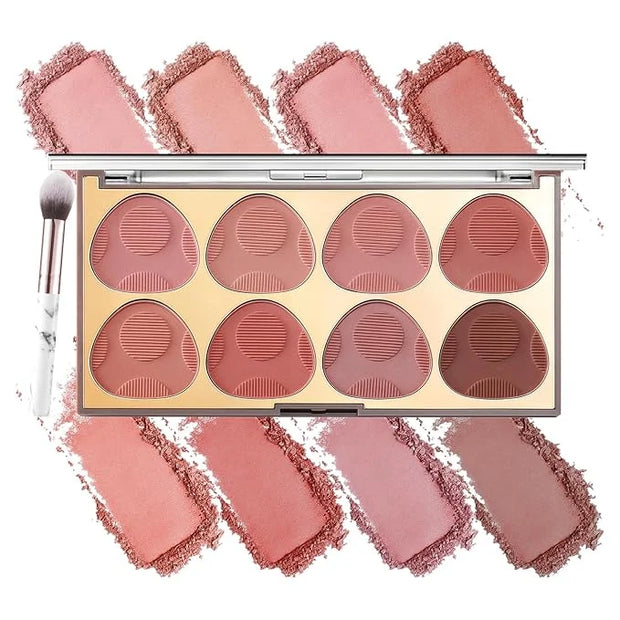 8 Colors Blush Palette, Smooth Blendable Powder Blush, Buildable Facial Cheek Blusher, Matte Blush Palette Makeup For Wome...