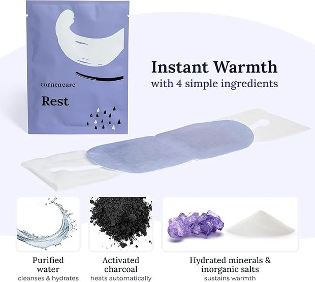 Rest: Self heating warm compress for dry eye | Heated eye Mask for fast relief | No microwave or washcloths needed | Trave...